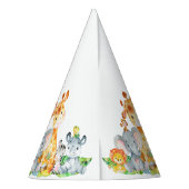 Wasserfarben Niedlich Safari Jungle Tiere Geburtst Partyhütchen (Rückseite)
