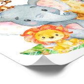 Wasserfarben Niedlich Safari Jungle Tiere Geburtst Poster (Ecke)