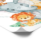 Wasserfarben Niedlich Safari Jungle Tiere Geburtst Poster (Ecke)