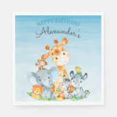 Wasserfarben Niedlich Safari Jungle Tiere Geburtst Serviette (Vorderseite)