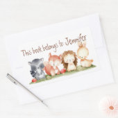 Wasserfarben Niedliche Waldtiere Cartoon Art Rechteckiger Aufkleber (Umschlag)