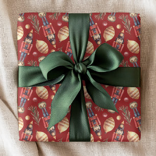 Wasserfarben-Nussknacker-Fichten-Weihnachtsmuster Geschenkpapier