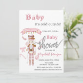 Wasserfarben-Nutcracker Pink-Babydusche Einladung (Stehend Vorderseite)