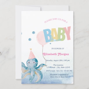 Wasserfarben-Oktopus-Ballon-Sommer-Baby-Party Einladung