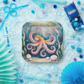 Wasserfarben-Oktopus-Kindergeburtstagsfeier Pappteller (Party)