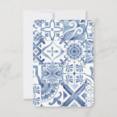 Wasserfarben Olive Blue tile Griechenland Hochzeit Einladung (Rückseite)