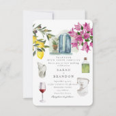 Wasserfarben Olive Blue tile Griechenland Hochzeit Einladung (Vorderseite)