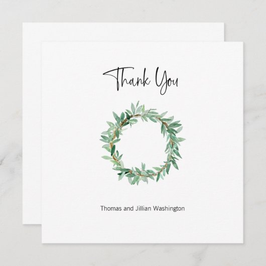 Wasserfarben-Olivenkranz Dankeschön-Karte Dankeskarte (Vorne/Hinten)