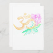 Wasserfarben-OM-Symbol mit Blume Einladung (Vorne/Hinten)