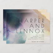 Wasserfarben Ombre Modern QR-Code Save the Date Einladung (Vorne/Hinten)