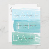 Wasserfarben Ombre Streifen Save the Date Postkart Ankündigungspostkarte (Vorne/Hinten)