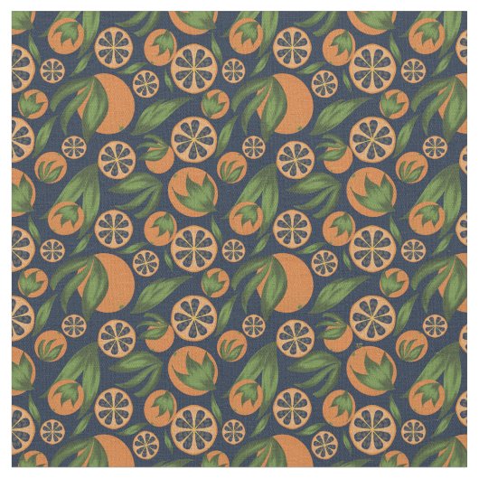 Wasserfarben Orange Blue Frucht Muster Stoff (Nahaufnahme)