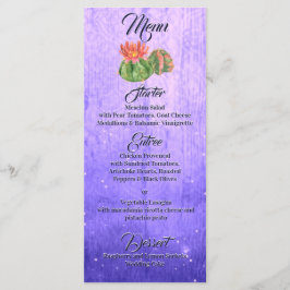 Wasserfarben Orange blühende Kakteen Lila Menükarte