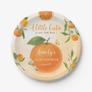 Wasserfarben Orange & Blume Kinderdusche Pappteller