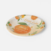 Wasserfarben Orange & Blume Kinderdusche Pappteller (Schrägansicht)