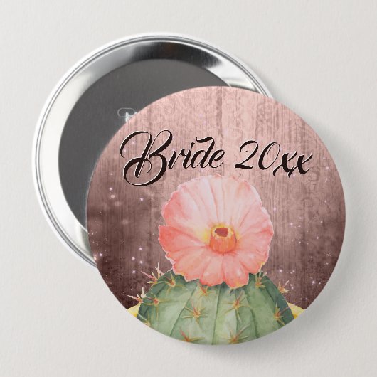 Wasserfarben Orange Cactus Bloom Wedding Button (Vorne & Hinten)