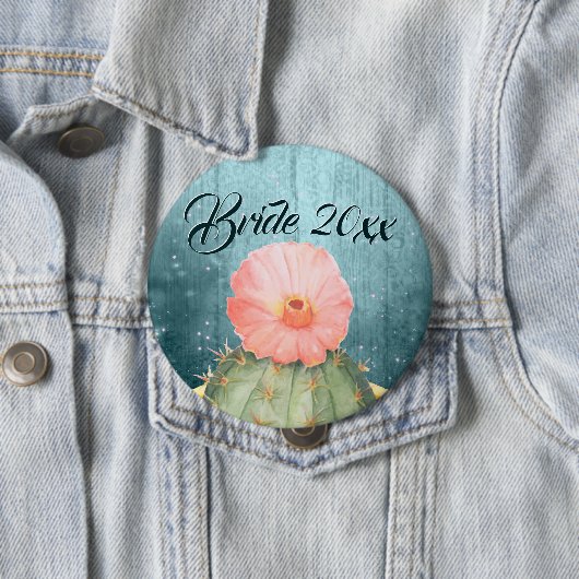 Wasserfarben Orange Cactus Bloom Wedding Button (Beispiel)