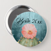 Wasserfarben Orange Cactus Bloom Wedding Button (Vorne & Hinten)