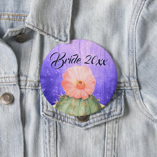 Wasserfarben Orange Cactus Bloom Wedding Button (Beispiel)