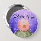 Wasserfarben Orange Cactus Bloom Wedding Button (Vorne & Hinten)