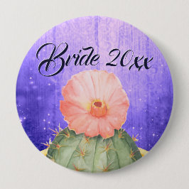 Wasserfarben Orange Cactus Bloom Wedding Button