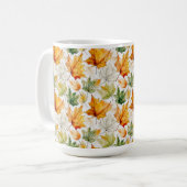WASSERFARBEN ORANGE YELLOW GREEN FALL AUTUMN LEAVE KAFFEETASSE (Vorderseite Links)