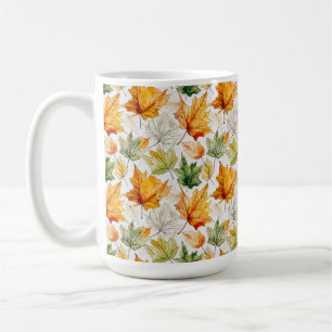 WASSERFARBEN ORANGE YELLOW GREEN FALL AUTUMN LEAVE KAFFEETASSE