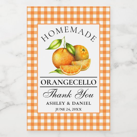 Wasserfarben Orangecello Wedding Danke Mini Weinetikett (Einzelnes Label)