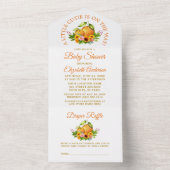 Wasserfarben Orangen Blütendusche Kleine Süsse All In One Einladung (Innen Boden)