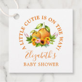 Wasserfarben Orangen Blütendusche Kleine Süsse Bab Geschenkanhänger (Vorderseite)