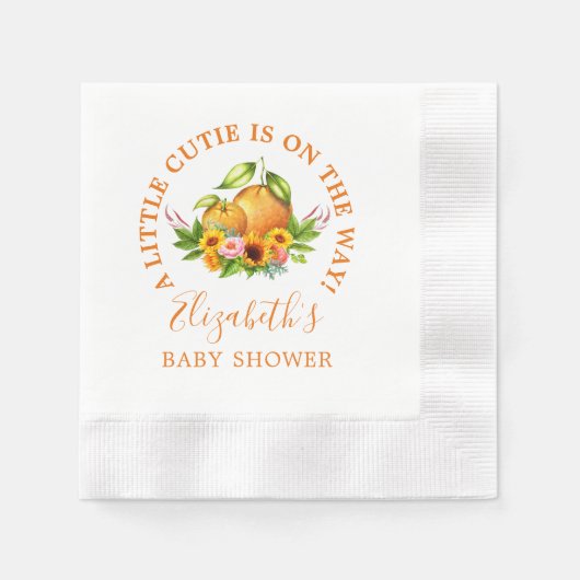Wasserfarben Orangen Blütendusche Kleine Süsse Bab Serviette (Vorderseite)