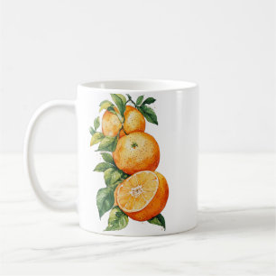 Wasserfarben-Orangen und Zitrus-Zweig Küche Kaffeetasse