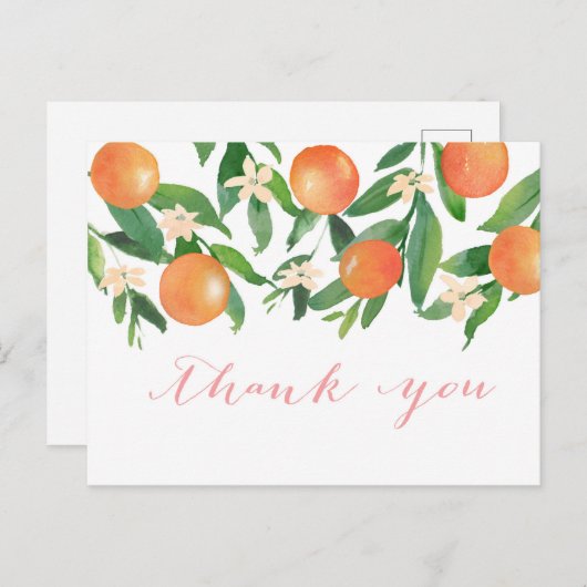 Wasserfarben Orangen Zitrusfrüchte Blüte Vielen Da Postkarte (Vorne/Hinten)