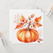 Wasserfarben Orangenpumpen und Herbstleaves Karte (Vorderseite/Rückseite Beispiel)