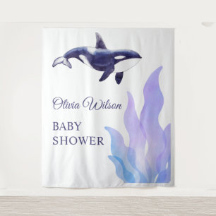 Wasserfarben-Orca-Wal-Baby-Party Wandteppich