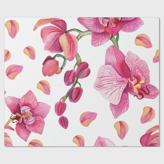 Wasserfarben - Orchideen 2 Geschenkpapier (Flach)