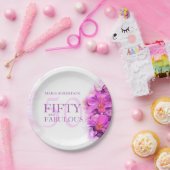 Wasserfarben-Orchideen-Blume 50. individuelle Name Pappteller (Party)