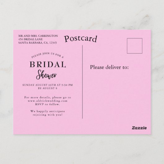 Wasserfarben Orchideen Tropische Blätter Brautpart Postkarte (Rückseite)