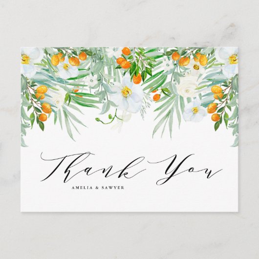 Wasserfarben Orchideen und Kumquats Garland Vielen Postkarte (Vorderseite)