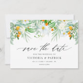 Wasserfarben-Orchideen und Kumquats-Sommerhochzeit Save The Date (Vorderseite)