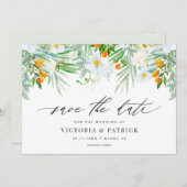 Wasserfarben-Orchideen und Kumquats-Sommerhochzeit Save The Date (Vorne/Hinten)