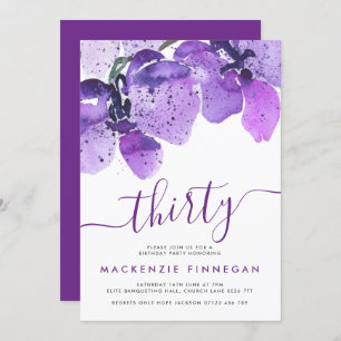 Wasserfarben Orchideen Violet Dreißigste Geburtsta Einladung