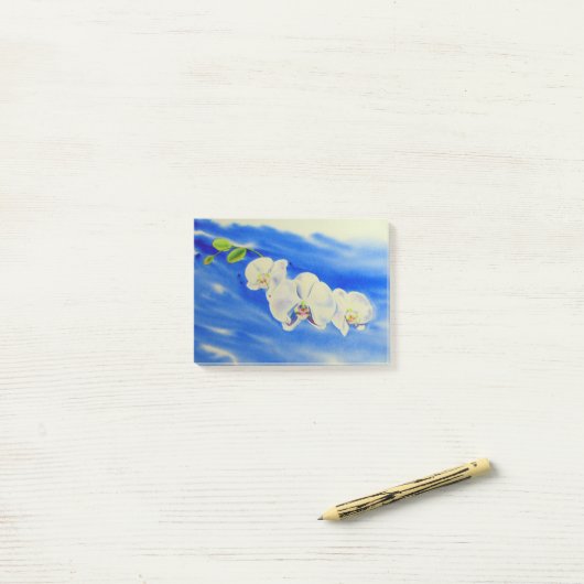 Wasserfarben-Orchideenmalerei mit traumhaften Wolk Post-it Klebezettel (Auf Schreibtisch)