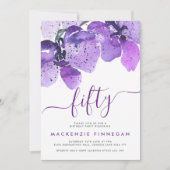 Wasserfarben Orchids Violet Fiftieth Birthday Part Einladung (Vorderseite)
