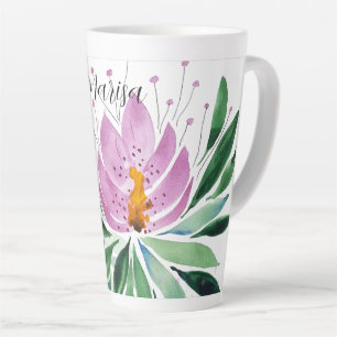Wasserfarben Original Kunstwerk Blumen blühen viol Milchtasse