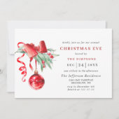 Wasserfarben Ornament Holiday CHRISTMAS EVE Einladung (Vorderseite)