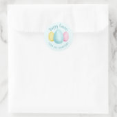 Wasserfarben-Oster-Eier Frohe Ostern Blau Runder Aufkleber (Tasche)