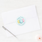 Wasserfarben-Oster-Eier Frohe Ostern Blau Runder Aufkleber (Umschlag)