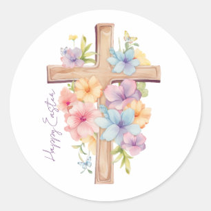 Wasserfarben-Osterkreuz Personalisiert Runder Aufkleber