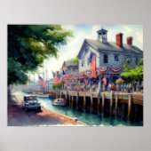 Wasserfarben Ostküste Wassersportort Poster (Vorne)